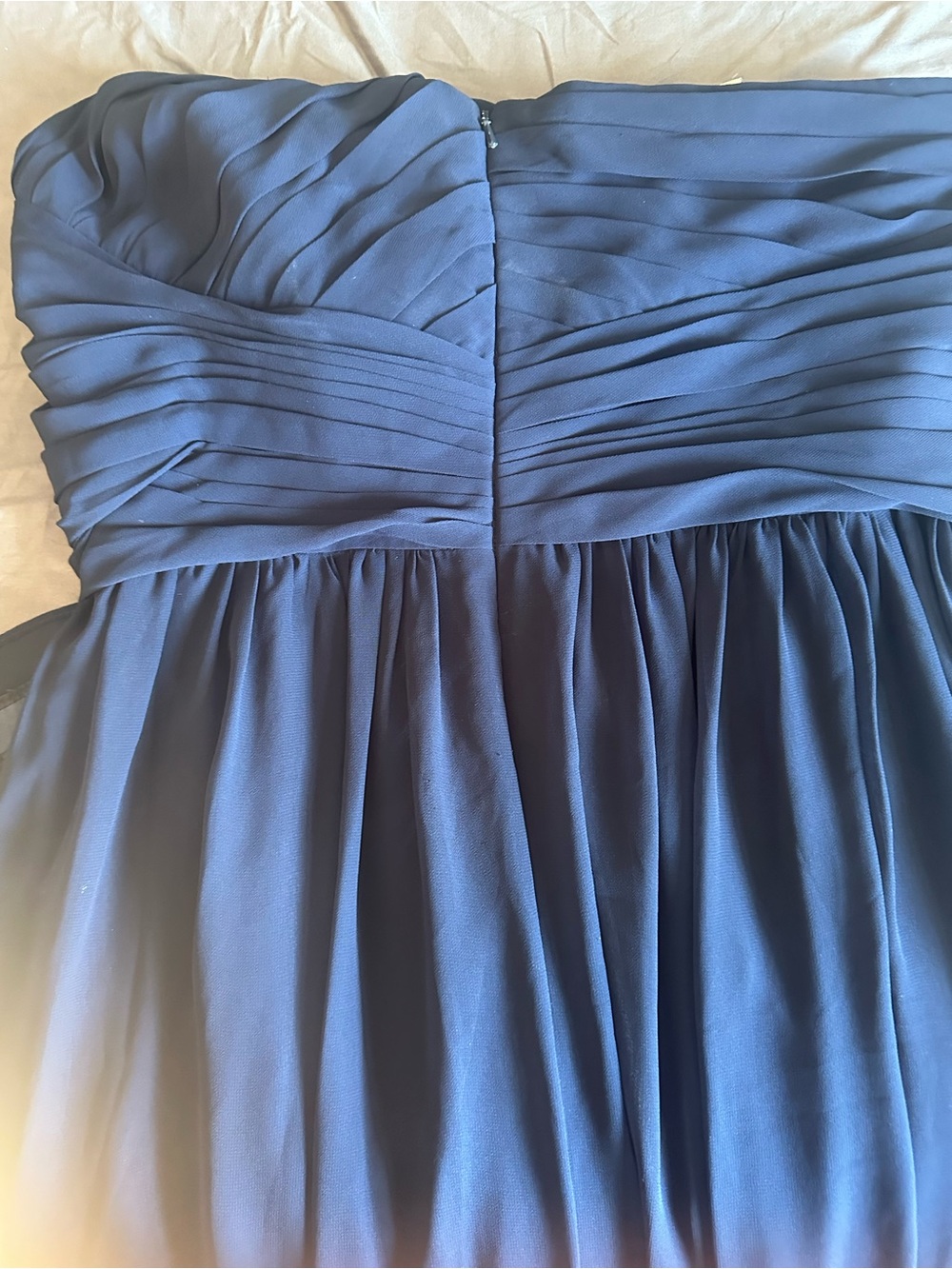 Monique Lhuillier Strapless Midnight Blue Chiffon Gown US12 - Picture 5 of 6